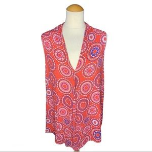 Tyler Boe Red and Blue Patterned Muscle Tee